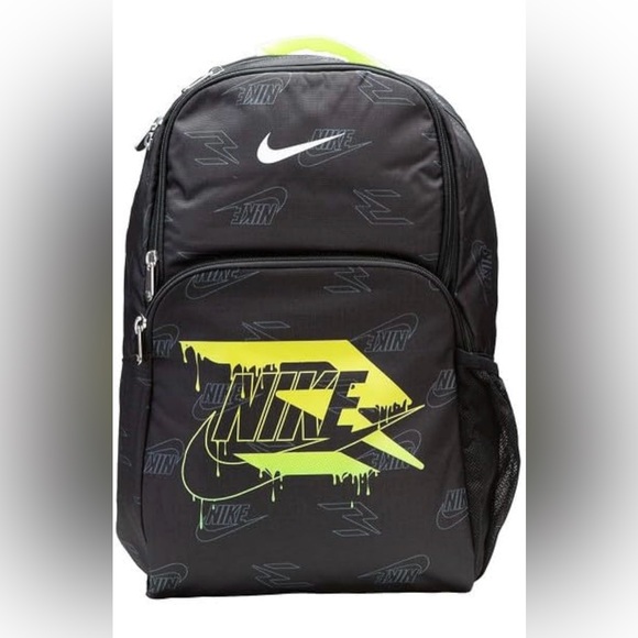 Nike 3 Brand Graphic Print Backpack – Black/Volt – One Size (30L) - Picture 1 of 3